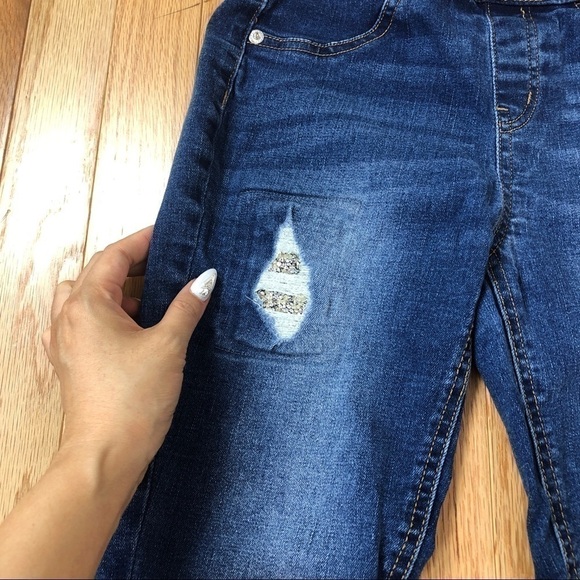 Justice GIRLS distressed bling jeans 12 - Picture 3 of 8